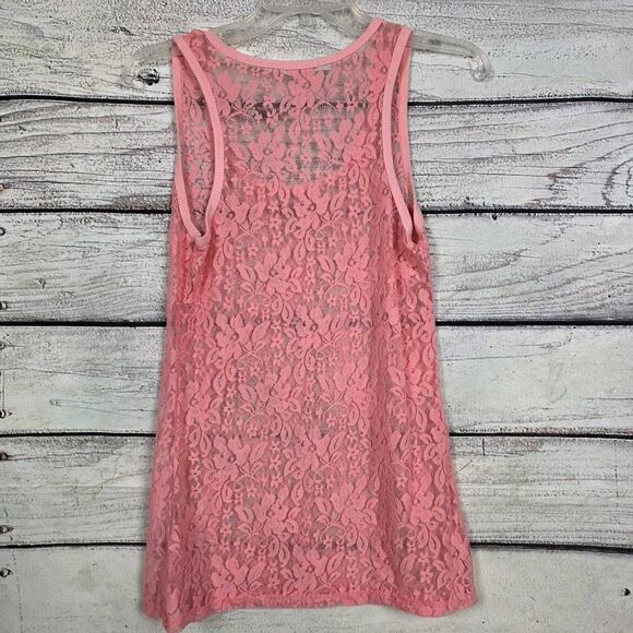 Maurices Pink Lace Sheer Tank Top Size M - Picture 4 of 6